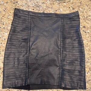 Marciano Black leather Pleated Mini Pencil Skirt
